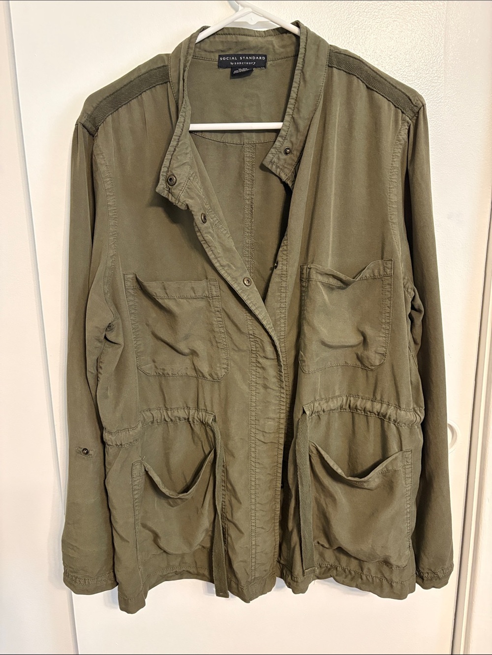 Social Standards Women's Olive Utility Shirt-Jacket